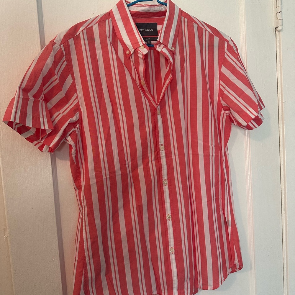 Bonobos Red and White Striped Casual Shirt
